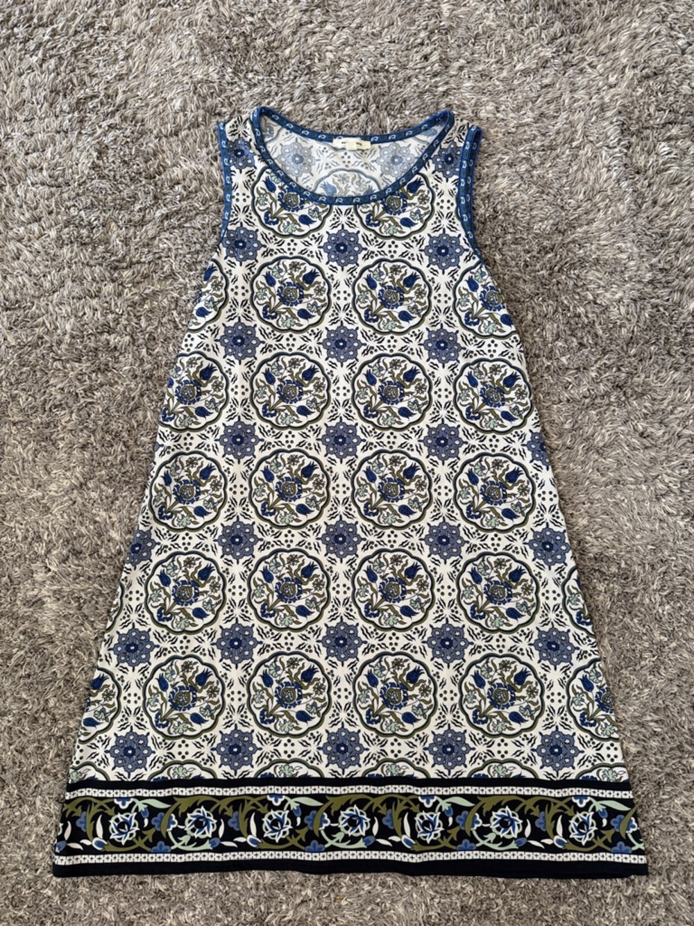 MAX STUDIO SLEEVELESS BLUE & WHITE PATTERNED SHIFT DRESS